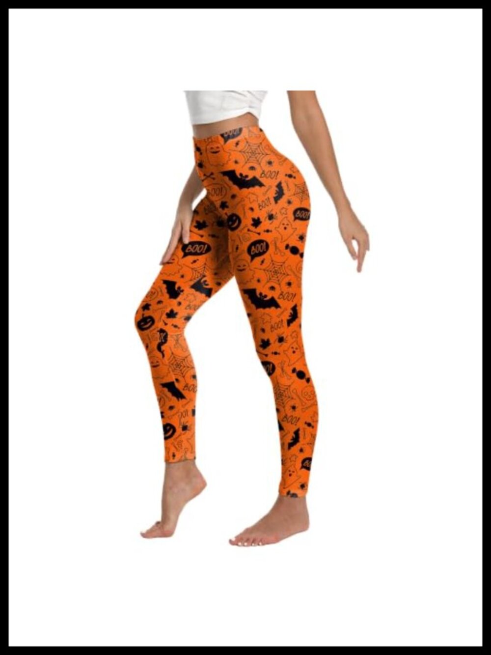 High Waist Halloween Skeleton Print Yoga Leggings Full Length Fitted